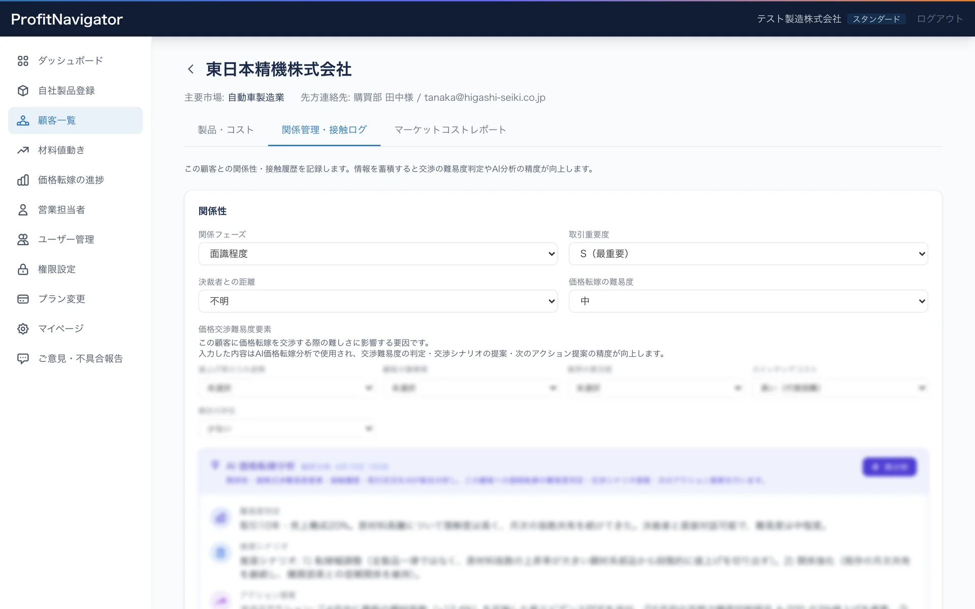 AI価格転嫁分析パネル